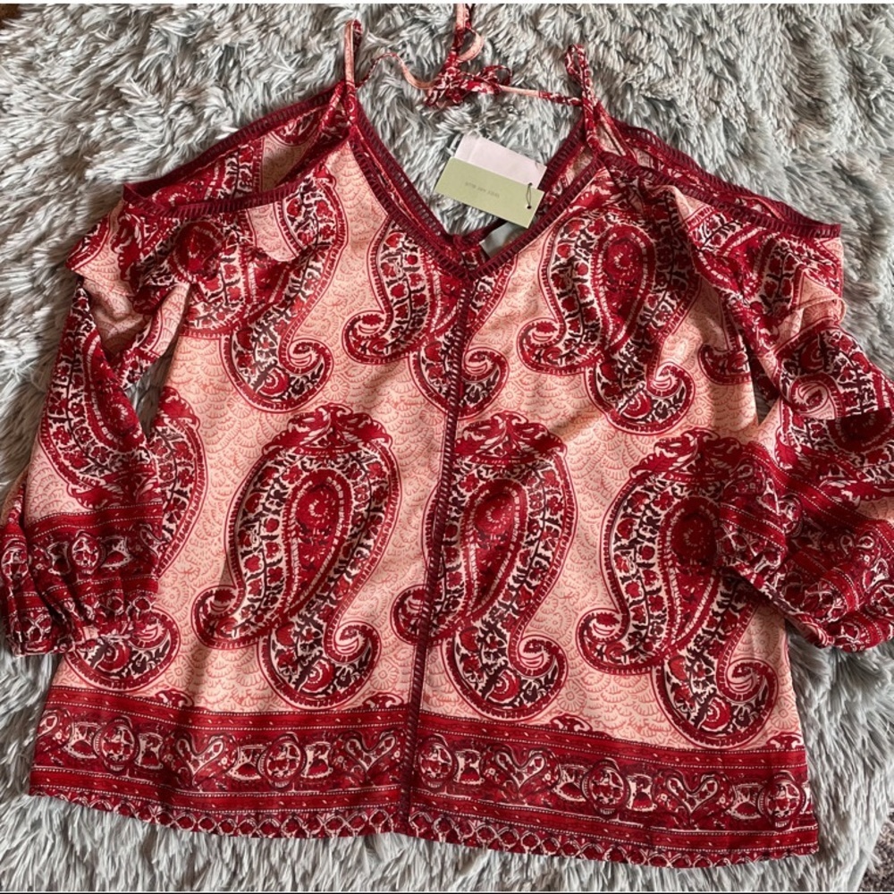Cold Shoulder Paisley Print Blouse - Picture 1 of 7